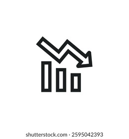 Declining chart, economic loss, crisis, Finance outline icon