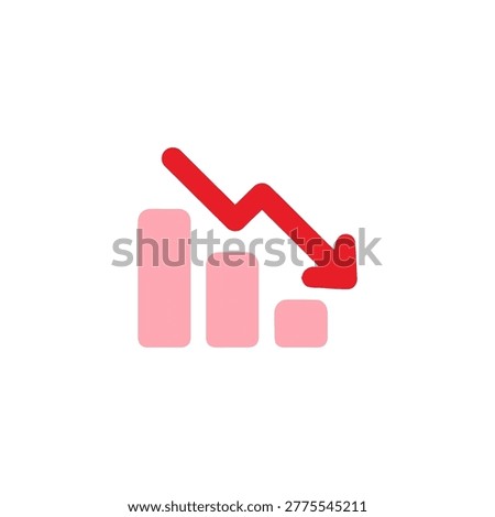 Declining Chart Icon Containing decreasing graph, business loss, financial decline, and negative growth icon. Solid icon