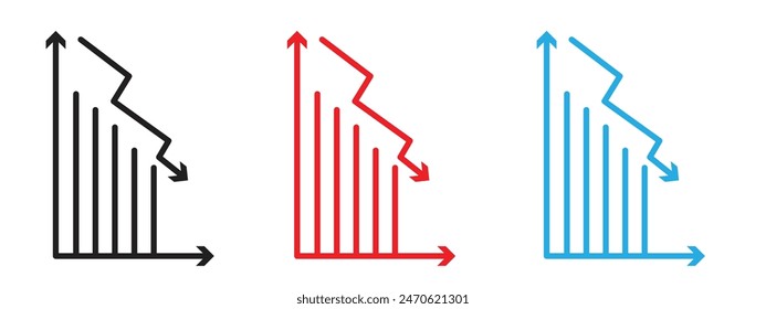 Declining Chart Icon Showing Negative Trends, Business Reduction, and Statistical Insights
