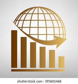 Declining graph  with earth
