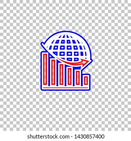Declining graph with earth. Red, white and contour icon at transparent background. Illustration. - Powered by Shutterstock - Get 15% off with code: PIKWIZARD15
