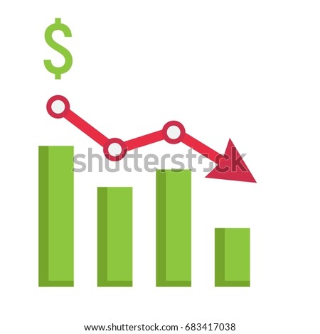 Declining graph flat icon, business and finance, chart sign vector graphics, a colorful solid pattern on a white background, eps 10.