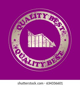 declining graph icon . Stamp with text. Quality  best