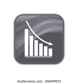 declining graph icon - vector button