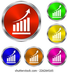 declining graph icon - vector glossy colourful buttons