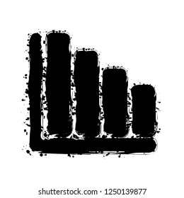 Declining graph line icon. Black ink with splashes on white background