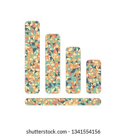 Declining graph line icon. Colored mosaic with polygons