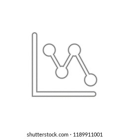Declining graph line icon. Dotted outline silhouette with shadow on white background