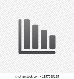 Declining graph line icon. On grid background