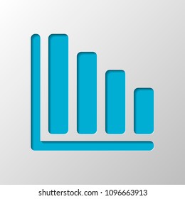 Declining graph line icon. Paper design. Cutted symbol with shadow