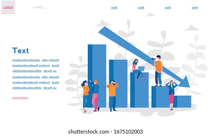 	
Declining graph sad business people. 