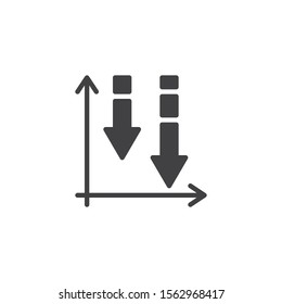 Declining graph vector icon. Business decline chart filled flat sign for mobile concept and web design. Negative graph statistics glyph icon. Symbol, logo illustration. Vector graphics