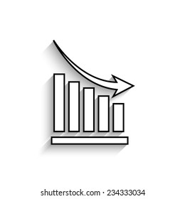 declining graph   - vector icon with shadow