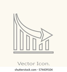 Declining graphs icon isolated sign symbol and flat style for app, web and digital design. Vector illustration.