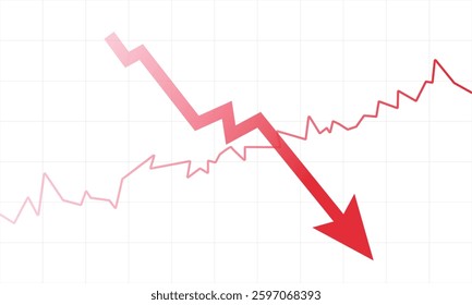 Declining Trend Graph with Red Arrow Shows Economic Downturn