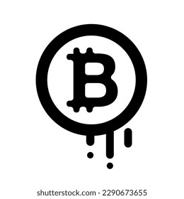 Declining value bitcoin icon. Vector.