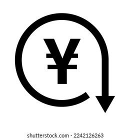 Declining yen prices. Yen depreciation. Decrease in the value of the Japanese yen. Vectors.
