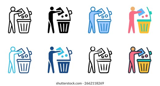 Ícone de decluttering define coleção de vários estilos 
