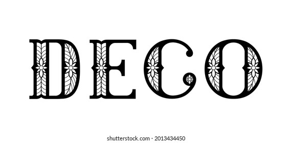 Deco. Black text suitable for card, brochure or typography design