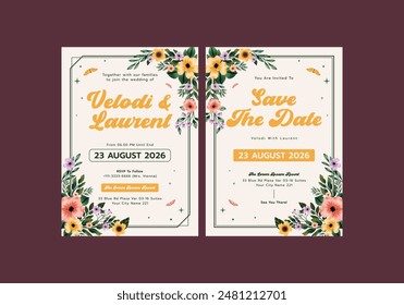 Deco Floral Save the Date Card