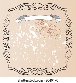 deco frame on a grunge background and a banner