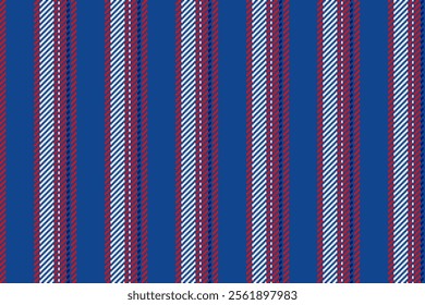 Deco texture textile seamless, fashioned background vector vertical. India stripe fabric pattern lines in blue and red colors palette.