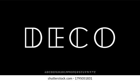 deco, thin line alphabet vector modern geometric font
