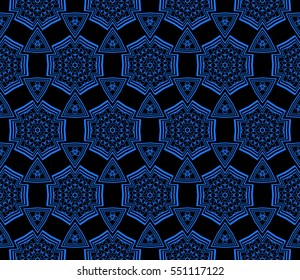 decoative floral ornament. seamless vector illustration. for design, invitation, wallpaper. black, blue color