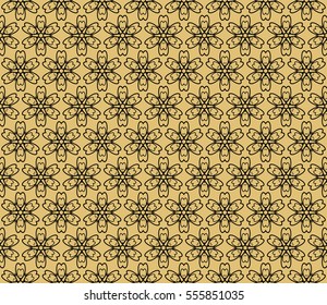 decoative floral ornament. seamless vector illustration. for design, invitation, wallpaper. gold, black color