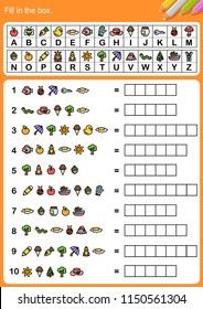 decode alphabet, Fill in the box. - Worksheet for education.