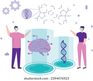 Decoding human brain activity with deep learning concept, stem cell-derived brain organoids vector icon design, robotic science symbol, special purpose machine sign, Humanoid robot stock illustration