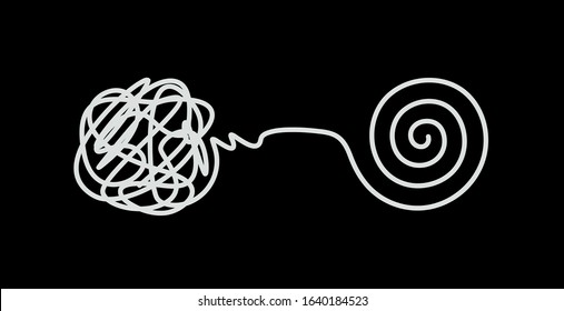 decoding understanding problem, line clew vector isolated icon on black background