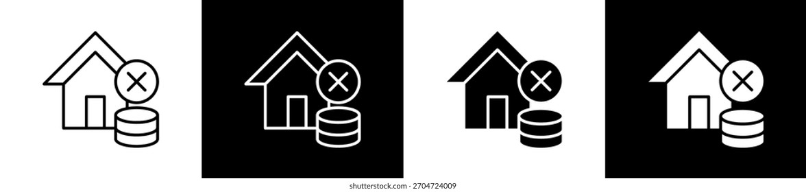 Decomission icon variations in line and glyph style on black and white background