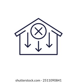 decommissioning line icon with a house