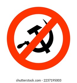 Decommunization sign, collapse of the Soviet Union. Vector illustration