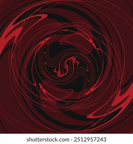 Deconstructed Brutalism Black and Red Circle Spiral Background