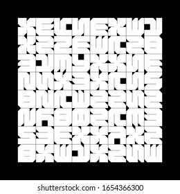 Deconstructed postmodern inspired artwork of vector abstract symbols with bold geometric shapes, useful for web background, poster art design, magazine front page, hi-tech print, cover artwork.