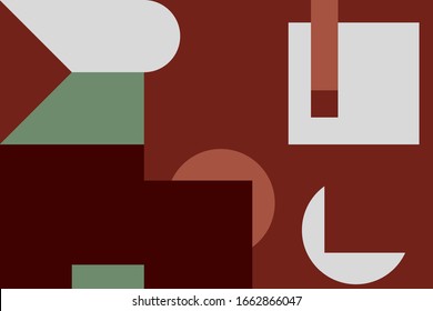 Deconstructed postmodern inspired artwork of vector abstract symbols with bold geometric shapes, useful for web background, poster art design, magazine front page, hi-tech print, cover artwork.