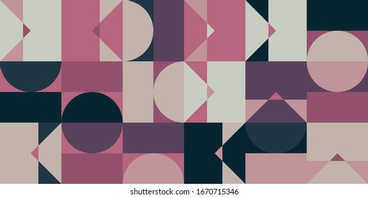 Deconstructed postmodern inspired artwork of vector abstract symbols with bold geometric shapes, useful for web background, poster art design, magazine front page, hi-tech print, cover artwork.