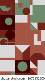 Deconstructed postmodern inspired artwork of vector abstract symbols with bold geometric shapes, useful for web background, poster art design, magazine front page, hi-tech print, cover artwork.