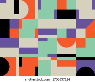 Deconstructed postmodern inspired artwork of vector abstract symbols with bold geometric shapes, useful for web background, poster art design, magazine front page, hi-tech print, cover artwork.