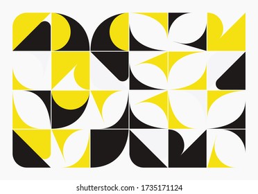 Deconstructed postmodern inspired artwork of vector abstract symbols with bold geometric shapes, useful for web background, poster art design, magazine front page, hi-tech print, cover artwork.