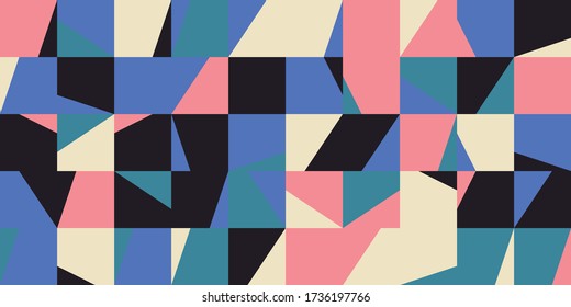 Deconstructed postmodern inspired artwork of vector abstract symbols with bold geometric shapes, useful for web background, poster art design, magazine front page, hi-tech print, cover artwork.