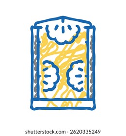 descontaminação chuveiro energia nuclear doodle ícone esboço vetor. descontaminação chuveiro sinal de energia nuclear.