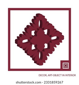 Decor 3D, art object, as a decorative object for the street. Volumetric arabesque. Laser cutting. Stencil for the wall.