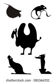 Decor animal silhouette illustration collection for design