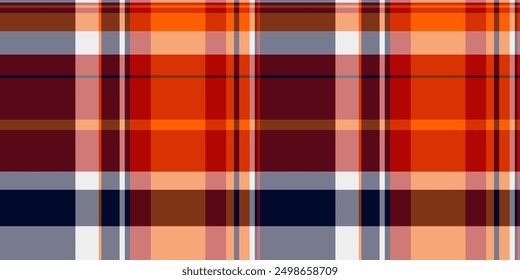 Decor background check textile, lumberjack fabric pattern plaid. Valentines day tartan texture vector seamless in red and orange colors palette.