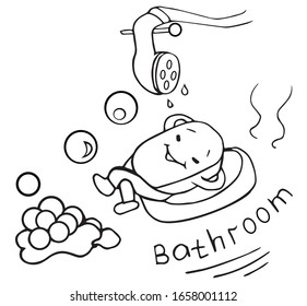 Decor of the bathroom. Soap in a soap box, near showers, soap bubbles. For the design of bathrooms, the sale of hygiene products