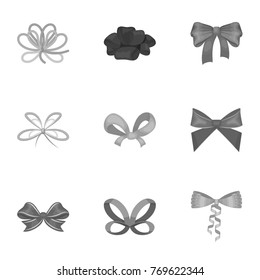 Decor, bows, node, and other web icon in monochrome style.Bow, ribbon, decoration, icons in set collection.