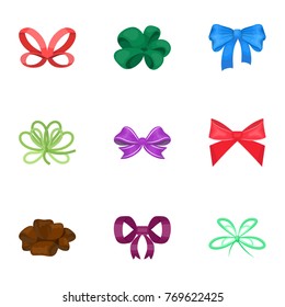 Decor, bows, node, and other web icon in cartoon style.Bow, ribbon, decoration, icons in set collection.